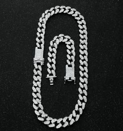 Mens 20mm Heavy Iced Out Miami Cuban Link Chain CZ Rapper Crystal Necklace Choker Bling Hip Hop Jewellery Gold Silver Colour Chains3305702