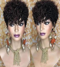 Short Kinky Curly Wig Natural Black Colour Brazilian Human Hair Remy Bob Wigs for American Women 150 Density Daily35776344601472