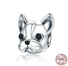 925 Sterling Silver Cute Design Charm Lovely Little Dog French Doggy Beads Women Pup Animal Charms fit Bracelet Fashion Jewelry4210244