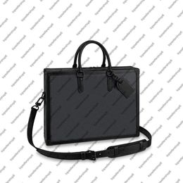 M44952 SOFT TRUNK BRIEFCASE Men Box Messenger Purse embossed Cowhide Designer briefcase portfolio attache case tote Handbag Should2227