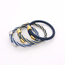 JSBAO MenWomen Fashion Jewelry Gold Black Blue colour Stainless Steel Wire Wild Cable Bangle For Women Gift8765851