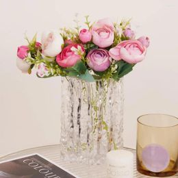 Decorative Flowers Artificial Flower Silk Tea Rose Bouque Home Decor For Bridal Holding Wedding Bouquet DIY Fake Arrangement