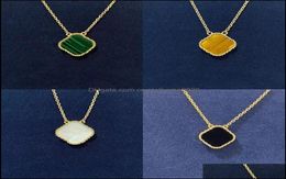 Pendant Necklaces 925 Sier Jewellery Pendants 18K Lucky Fourleaf Clover Necklace Van Female Rose Gold Leaf Classic Fashion Natural S3623239