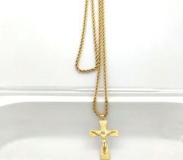Jesus Crucifix Big Pendant 22k Solid Fine Gold 18ct THAI BAHT G/F Necklace 800mm Rope Chain Charming Jewelry Hip Hop2207486