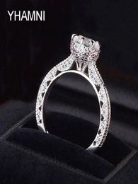 YHAMNI Brand Jewellery Original Solid 925 Sterling Silver Ring 1 ct SONA CZ Diamond Women Engagement Rings JZ0726547267