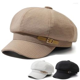 Berets Solid Colour Wool Beret Outdoor Windproof Warm Octagonal Hat Vintage Casual Commuting Cotton Versatile Winter Beanie Hats