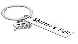 12pc Shitter 039S Full Stainless Steel Keyrings Happy Camper Camping Trailer Charm Pendant Keychains Women Men Friends Party Gi9007959