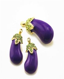 Warmhome Trendy Jewellery Enamel Glaze Copper Fashion Purple Eggplant Gem Brooches Earrings Women Jewelry4588443