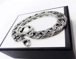 Fashion Hip Hop Trendy Man Link Chain 925 Silver Men039s Bracelet Retro Old Style High Quality With Box2190610