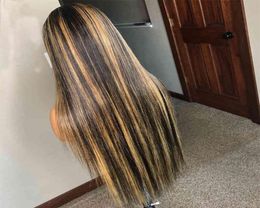 Ombre 1b 27 color straight virgin hair s brown and transparent highlight honey blonde lace front wig266w1948034