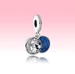 Moon & Blue Sky Dangle Charm Bracelet DIY Making Necklace Pendant Accessories for 925 Sterling Silver Charms with Original box set2353422