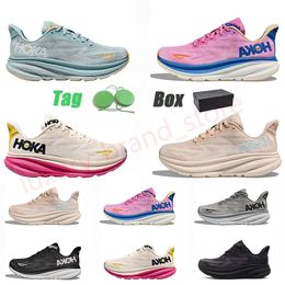 Kid Hoka One Clifton 9 Running Shoes Criança Designer Sapatilhas Hokas Womens Triplo Preto Branco Cyclamen Doce Lilás Shifting Areia Meninos Meninas Treinadores Tamanho 28-37