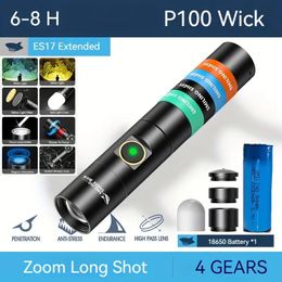 1pc Rechargeable Led Flashlight, Multifunctional High Power Torch Light, Tail Magnetic Flashlight, White Yellow Light With Soft Light Diffuser, Extension Tube