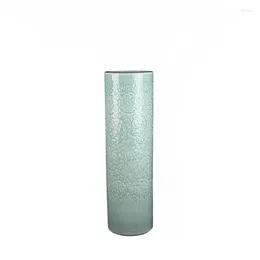 Vases Jingdezhen Ceramic Floor Vase Hand Carved Celadon Quiver Living Room Porcelain Bottle Decoration