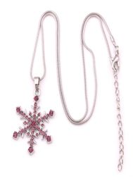 X7 Silver Tone Crystal Snow Pendant Necklace 18quot Snowflake Winter Christmas Holiday Jewellery Drop 8485771