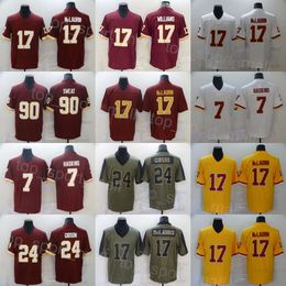 Men Football 17 Terry McLaurin Jersey 90 Montez Sweat 7 Dwayne Haskins 24 Antonio Gibson Army Green Salute To Service Red White Yellow Stitching Color Rush