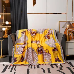 Luxury Designer Blanket pattern printed palace court Printed Sofa Bed Double layer fox velvet designers yellow Throw Blankets home decoration