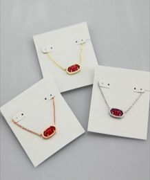 Pendant Necklaces Necklace Red Glass Stone Real 18K Gold Plated Dangles Glitter Jewelries Letter Gift With dust bag4386278