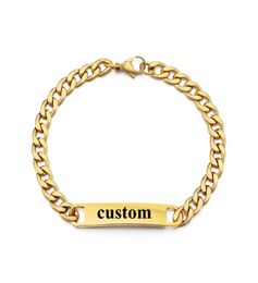 Gold Bracelet Men Women Stainless Steel Name Bracelet Customise Letters Special Birthday Gift Drop9263974