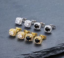 Mens Hip Hop Stud Earrings Jewellery High Quality Fashion Round Gold Silver Black Diamond Earring For Men8147302