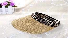 20ss Grass Straw Caps Without Top Holiday Beach Hat Womens Wide Brim Hats High Quality Sun Hat Tide Fisherman Hats2887686