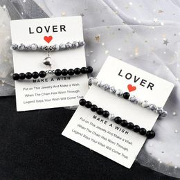 Strand 2Pcs/Set Beads Natural Bracelet For Lovers Stone Distance Heart Magnet Couple Bracelets Friendship Fashion Jewelry