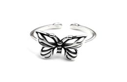 Hollow Delicate Cute Butterfly Antique Band Rings Adjustable Thai Silver Color Rings For Women Ladies Finger Simple Fashion Jewelr2104758