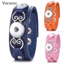 10pcs lot Ginger Snap Charms Genuine Leather Bracelet 18mm Button Vocheng Interchangeable Jewellery NN-607 10264Q
