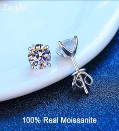 Real 044 Carat Stud Earrings for Women Men Solid 925 Sterling Silver Solitaire Round Diamond Earrings Fine Jewelry 2202114716582