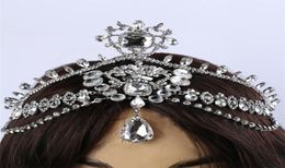 Fashion Sparkly Crystal Bridal Head Chain indian hair jewelry tikka women Wedding Tiara Bride forehead Decoration Accessories S9192896796