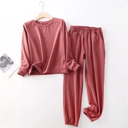 Women's Sleepwear Fdfklak 2023 Pyjama Pour Femme Thin Velvet Women Pyjamas Set Spring Autumn Nightwear Home Long Sleeve Pullover Sweater