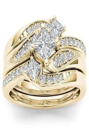 Luxury Jewelry 925 Sterling SilverGold Fill Princess Cut White Topaz CZ Diamond Gemstones Eternity Women Wedding Engagement Band 7616596
