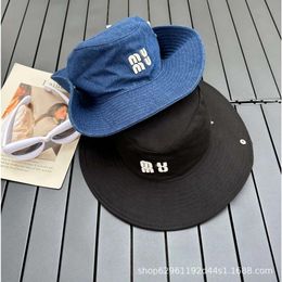 Hats Desginer miui Miao Jia's Correct Embroidery Letter Big Brim Bucket Hat High Quality Fashionable Sunshade Versatile Cowboy Hat