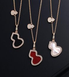 s925 sterling silver gourd designer pendant necklaces with shining crystal white red black shell fashion bling sweet cute choker n6097085