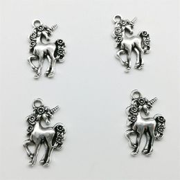 100pcs unicorn horse antique silver charms pendants Jewellery DIY For Necklace Bracelet Earrings Retro Style 23 14mm2554