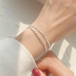 Link Bracelets Fashion 925 Sterling Silver Double Layer Beads Bracelet & Bangle Exquisite Simple Women Charm Jewelry Accessories