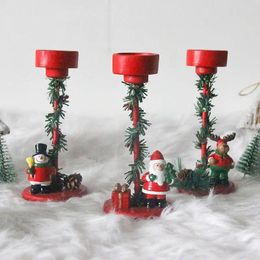 Candle Holders Christmas Candlestick Holder Merry Decor For Home Santa Claus Iron Ornament Decorative Supplies