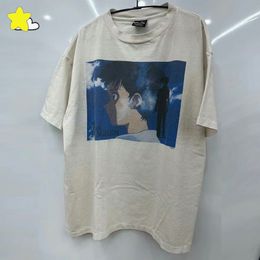 2024 Summer Casual Oversized White T Shirt Men Women 1 Print T-Shirt Tee