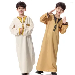 Clothing Sets Kids Robe Teens 2023 Solid Colour Thobe Boys Arab Ramadan Thawb Children 5-12 Years Folk Clothes Long Sleeve National Outfit