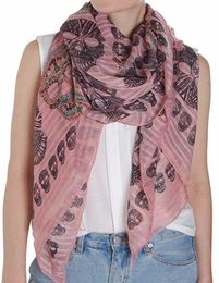 Sugar Skull Scarf Long Oversized Lightweight Printed Shawl Wrap drop 8947933