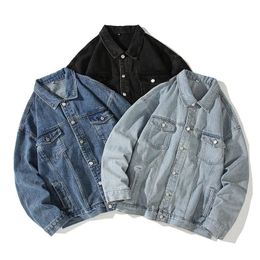 fall vintage denim jacket mens fashion brand all loose casual 231225