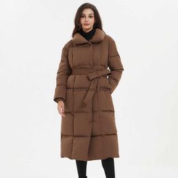 Women's Down Parkas Malina Thick Loose Parkas Women Fashion Solid Covered Button Coats Women Elegant Tie Belt Long Cotton Jackets Female Ladies J231226