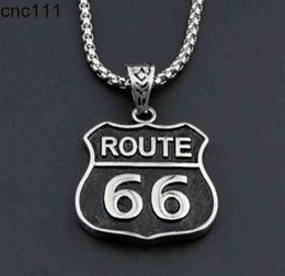 Motorcyclist Trucker Route 66 Men and Women Charm Stainless Steel Pendant Necklace Gift246d7638839