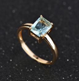 Whole Retail Gold Colour Blue Crystal CZ Fashion Jewelry Wedding Ring J0963018194