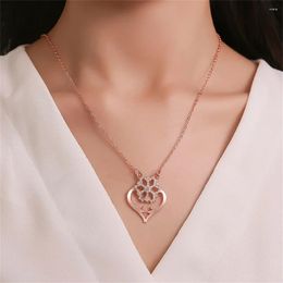 Pendant Necklaces Vintage Gold Silver Colour Simple Chain Crystal Snowflake Heart Necklace For Women Female Fashion Grace Clavicle Jewellery