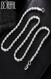 925 Sterling Silver ed Rope Chain Necklace 1618202224 Inch 4mm For Women Man Fashion Wedding Charm Jewelry4560017