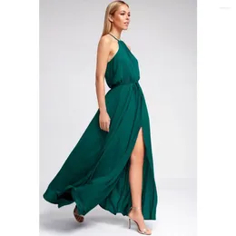 Casual Dresses Women's Sleeveless Off Shoulder Evening Party Halter Neck Bohe Sexy High Split Maxi Long Bodycon Elegant