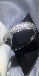 Brand Fashion Pave setting 300pcs Diamond Baguette bracelet Big shinning bangle for women wedding accessaries7745219