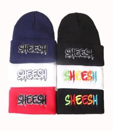 Fashion Sheesh Letter Beanies 3D Embroidery Warm Soft Knitted Hat Hiphop Bonnet Cap for four seasons Unisex5696780