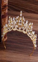 Baroque Sparkling Gold Red Green Blue Crystal Wedding Crown Headband Bridal Tiaras Rhinestone Pageant Diadem Hair Accessories1977302